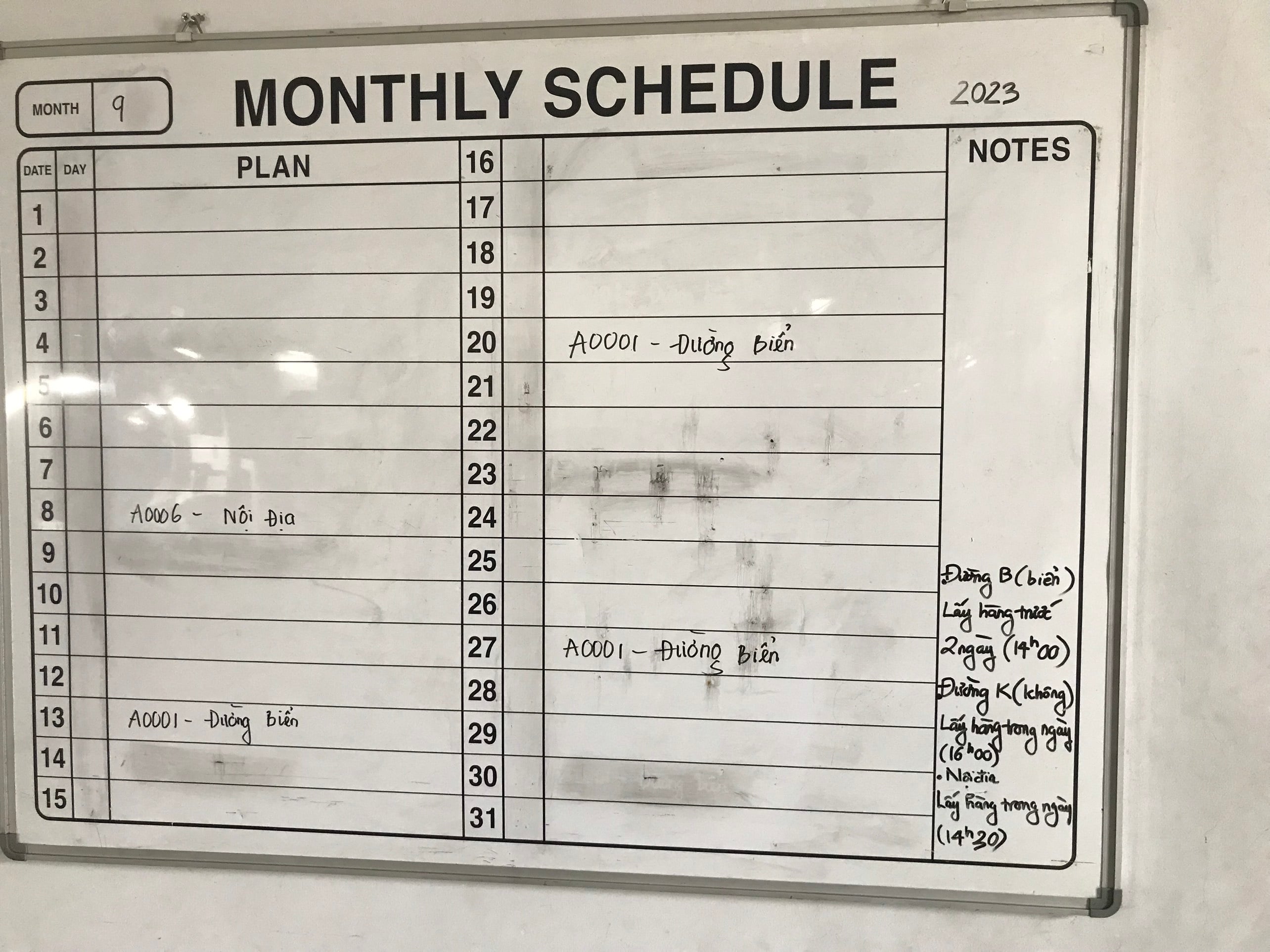 monthly calendar